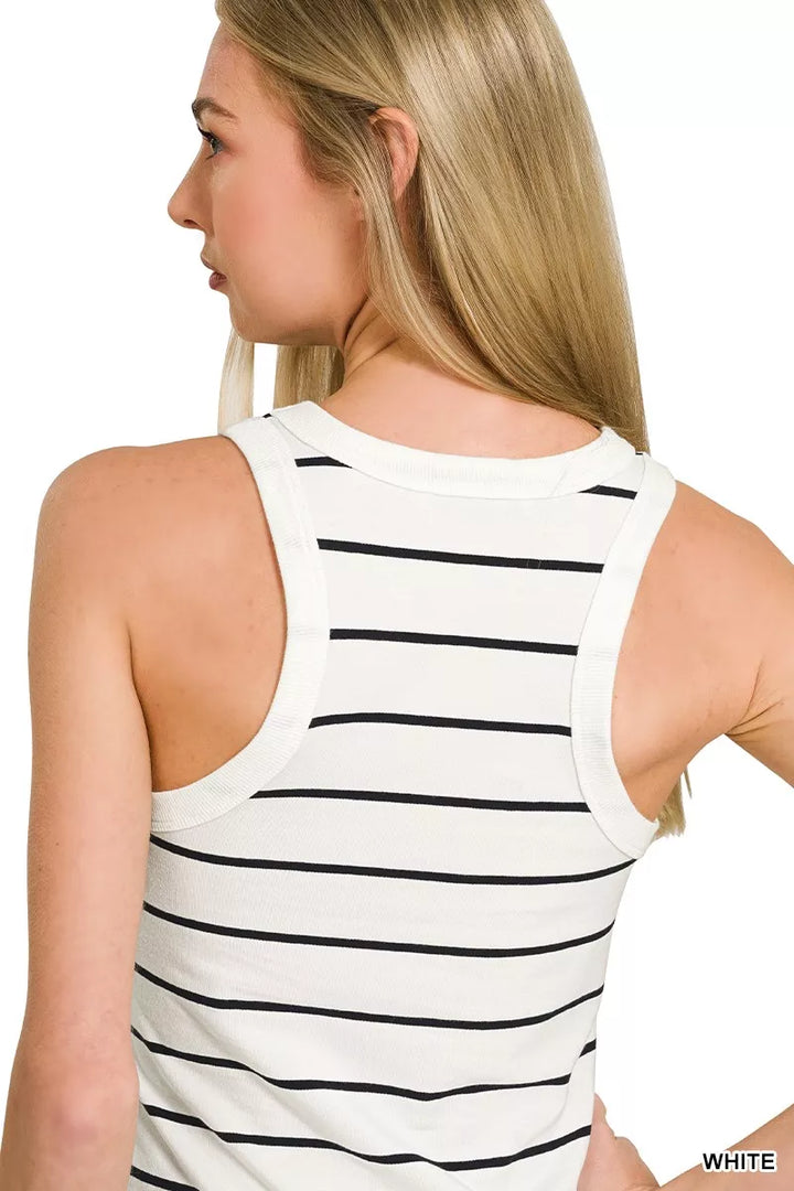 Zenana Striped Round Neck Tank Top 1