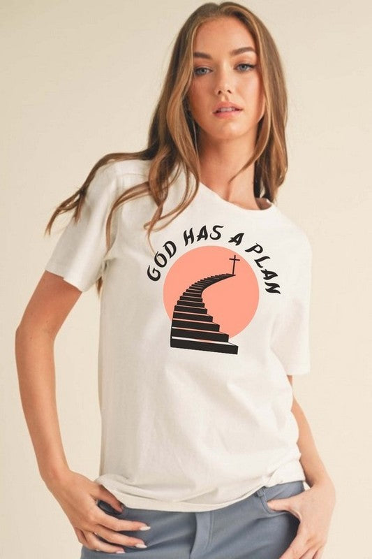 God Has A Plan Graphic Cotton T Shirt 1