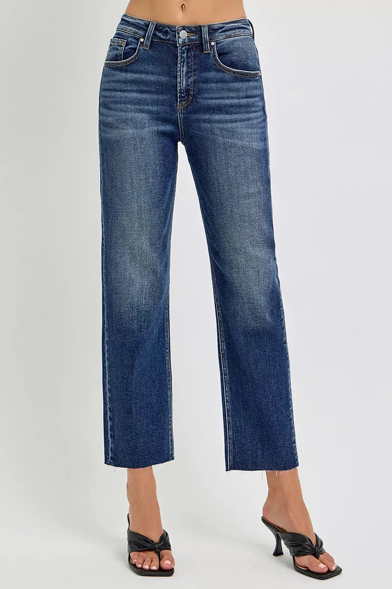 Dark Risen High Rise Slim Barrel Jeans