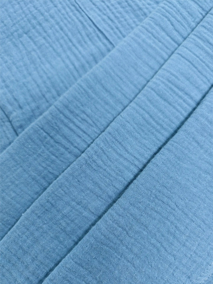 Lake Blue Full Size Casual Wide Leg Textured Overalls Plus Size