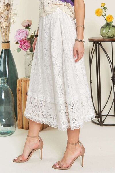 Adora Elastic Waist Lace Midi Skirt 1