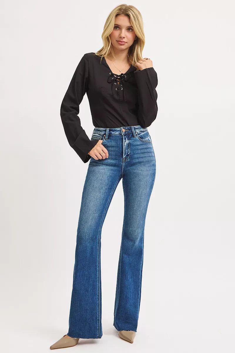 Dark Risen High Rise Flare Jeans