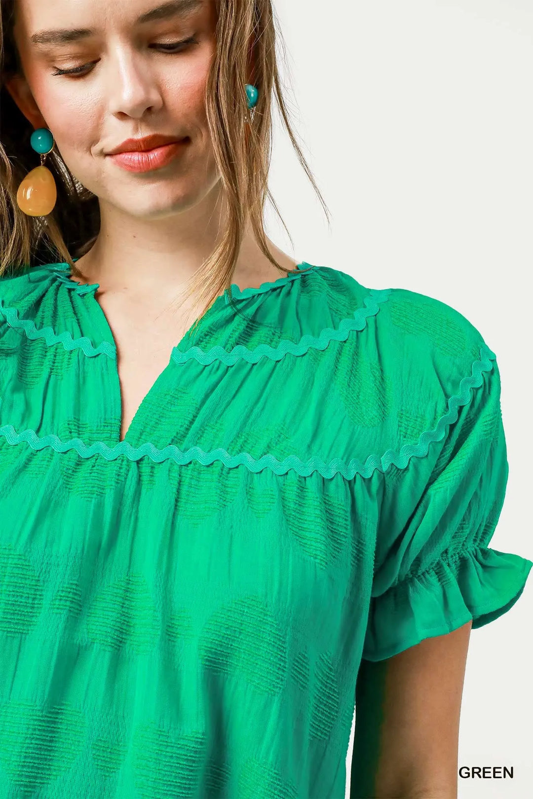 Umgee Heart Pattern Short Sleeve Ruffle Babydoll Dress 1