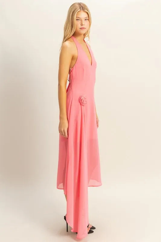 Rose Hyfve Chiffon Halter Asymmetrical Hem Dress 3