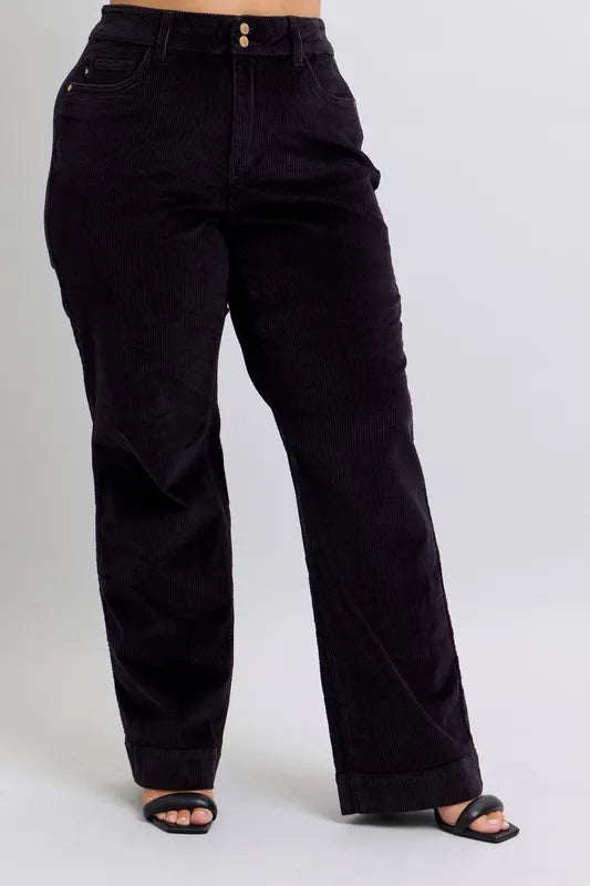 Bk Judy Blue Full Size High Waist Corduroy Trouser Wide Plus Size