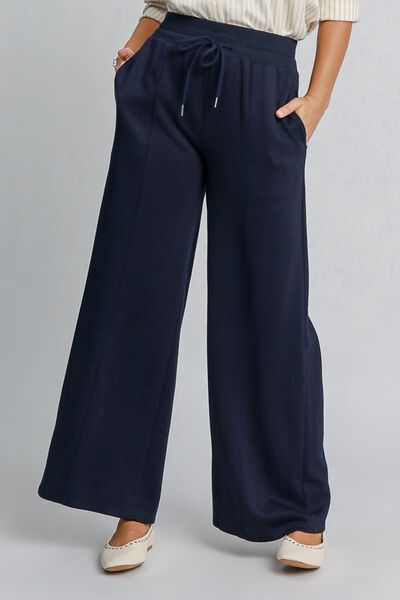 Midnight Umgee Drawstring Wide Leg Pants With Pockets