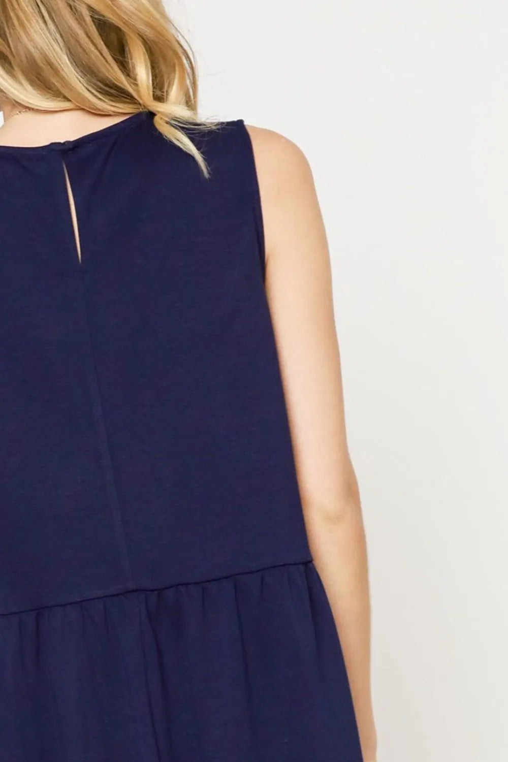 Navy Umgee Round Neck Sleeveless Tank Dress With Pockets 1
