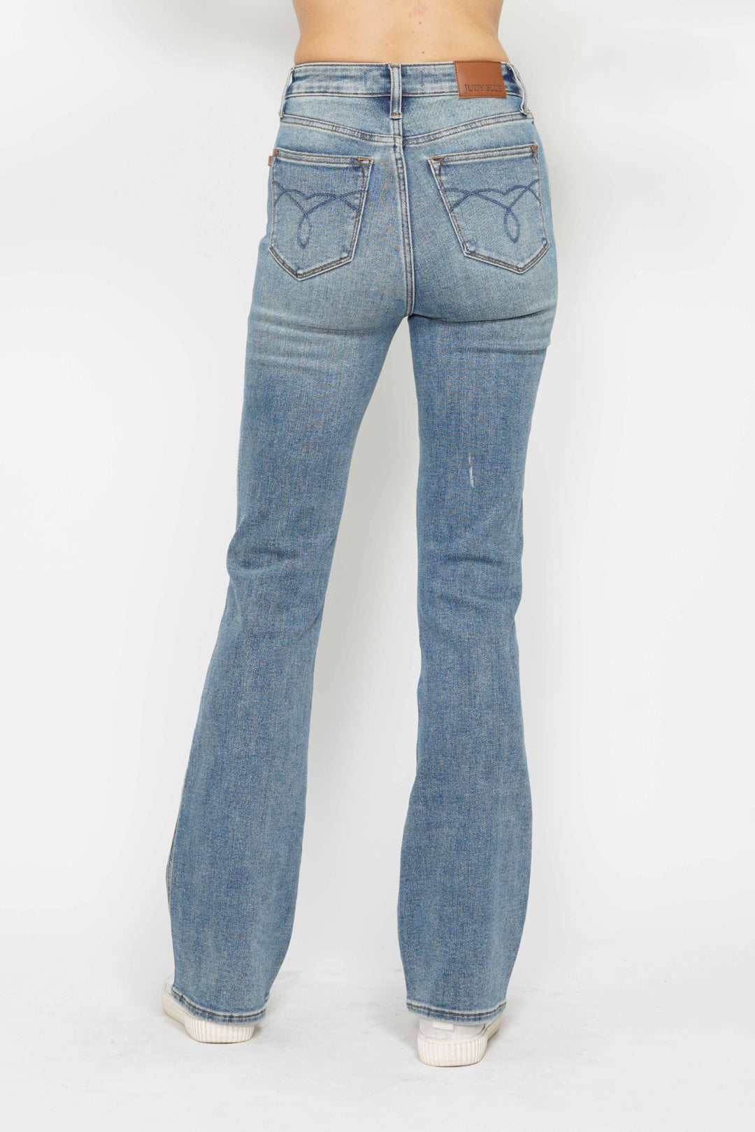 REG INSEAM Judy Blue Full Size Tummy Control Back Embroidered Pocketed Bootcut Jeans Plus Size