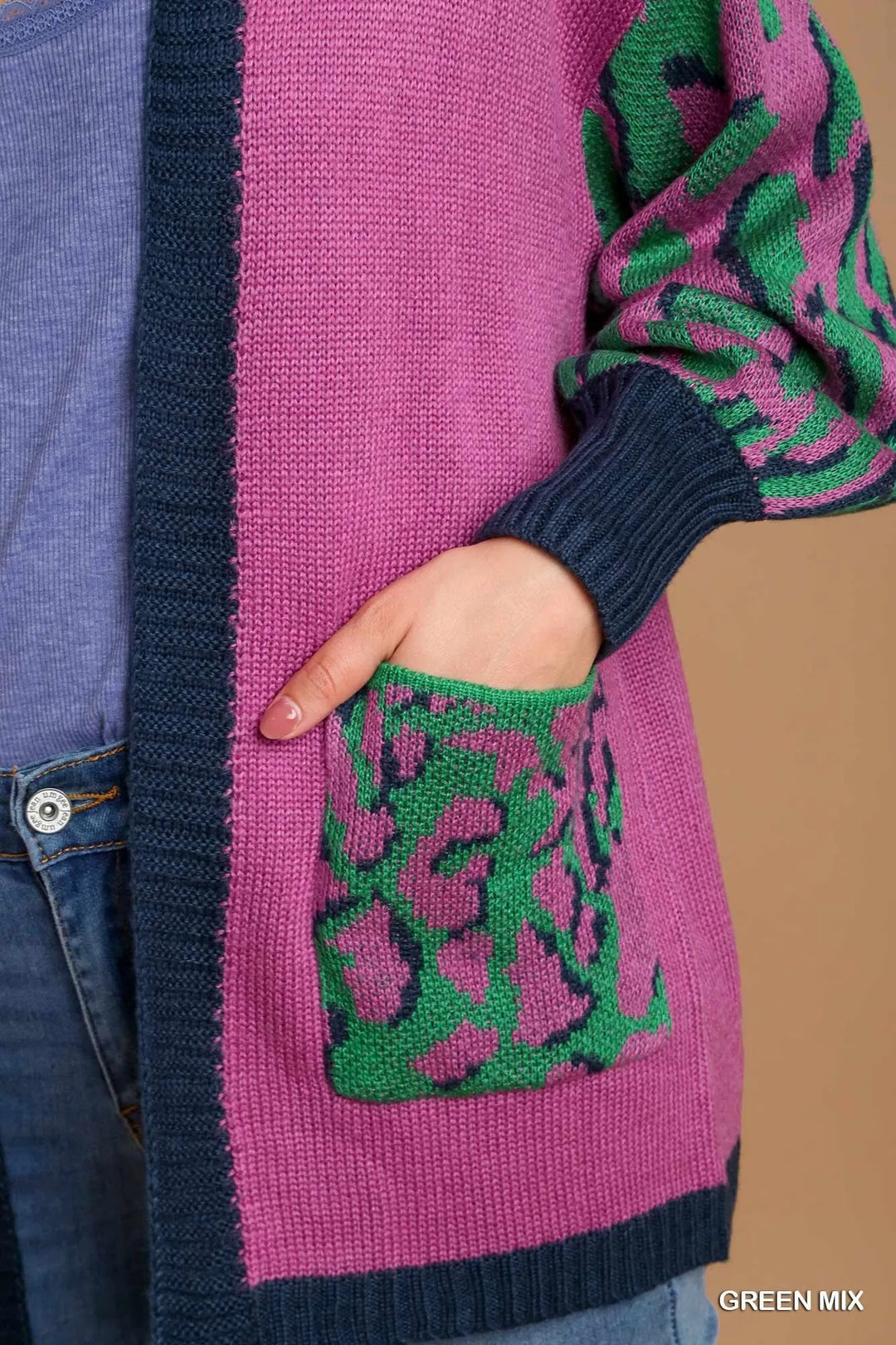 Umgee Animal Print Open Front Sweater Cardigan 1