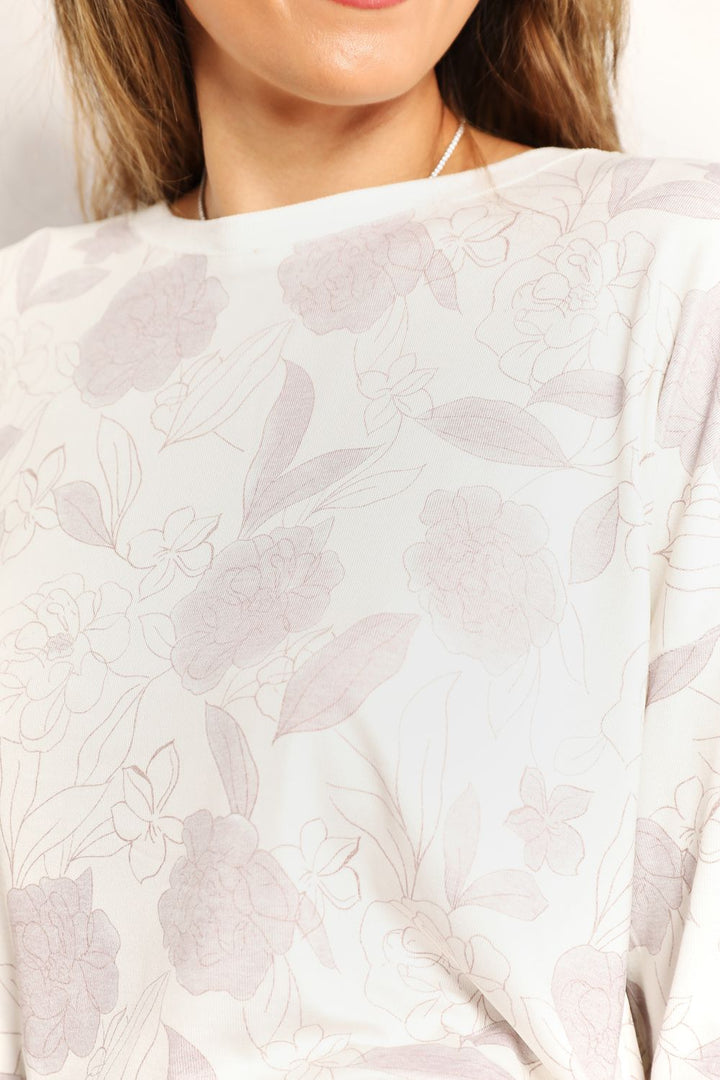 Double Take Floral Long Sleeve Top And Shorts Loungewear Set
