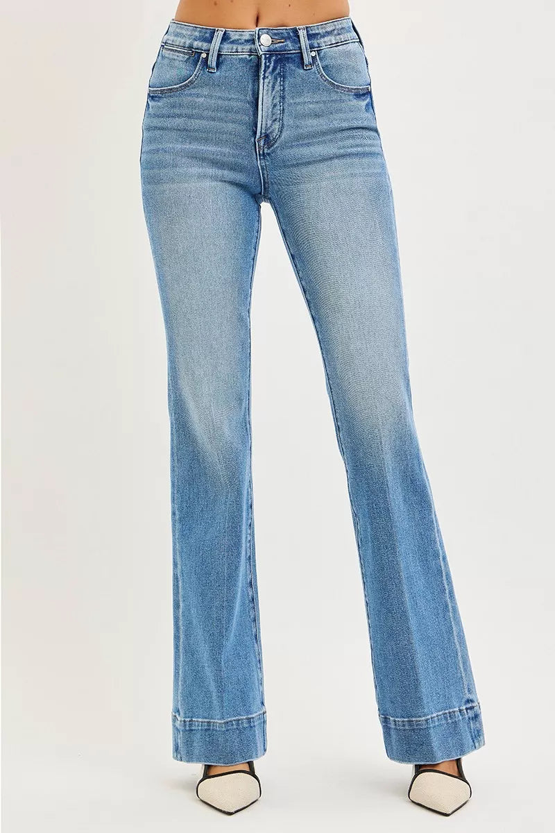 Medium Risen Tummy Control 4 Way Stretch Mid Rise Flare Jeans
