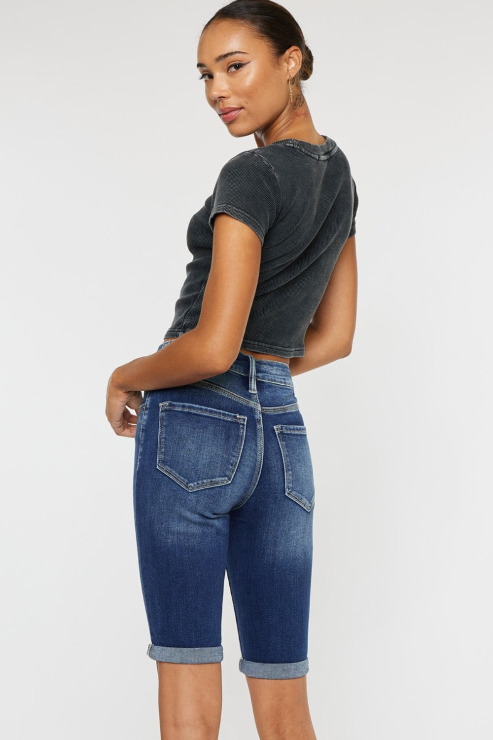 Medium Kancan Full Size Cats Whiskers Button Fly Denim Shorts
