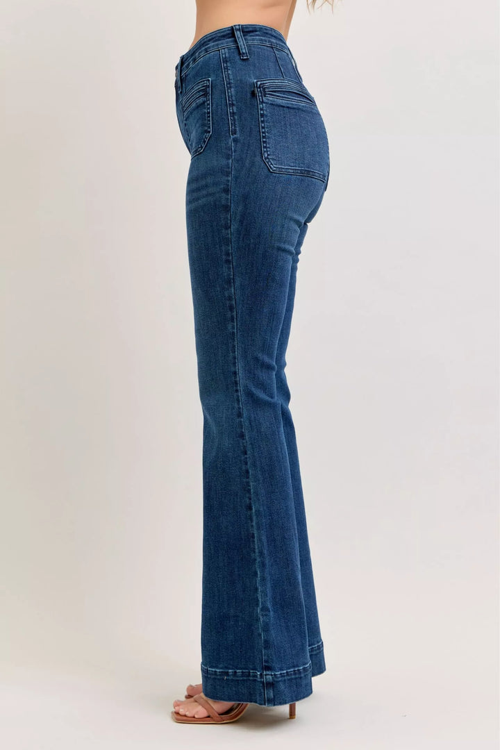 Dk Judy Blue High Waisted Flare Jeans With Front Pockets