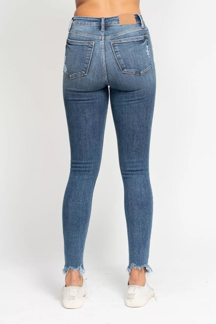 Md Judy Blue High Waist Skinny Jeans With Destroy Shark Bit Hem