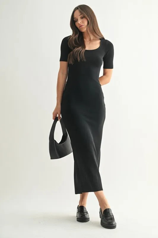 Black Mono B Laguna Soft Drape Maxi Dress