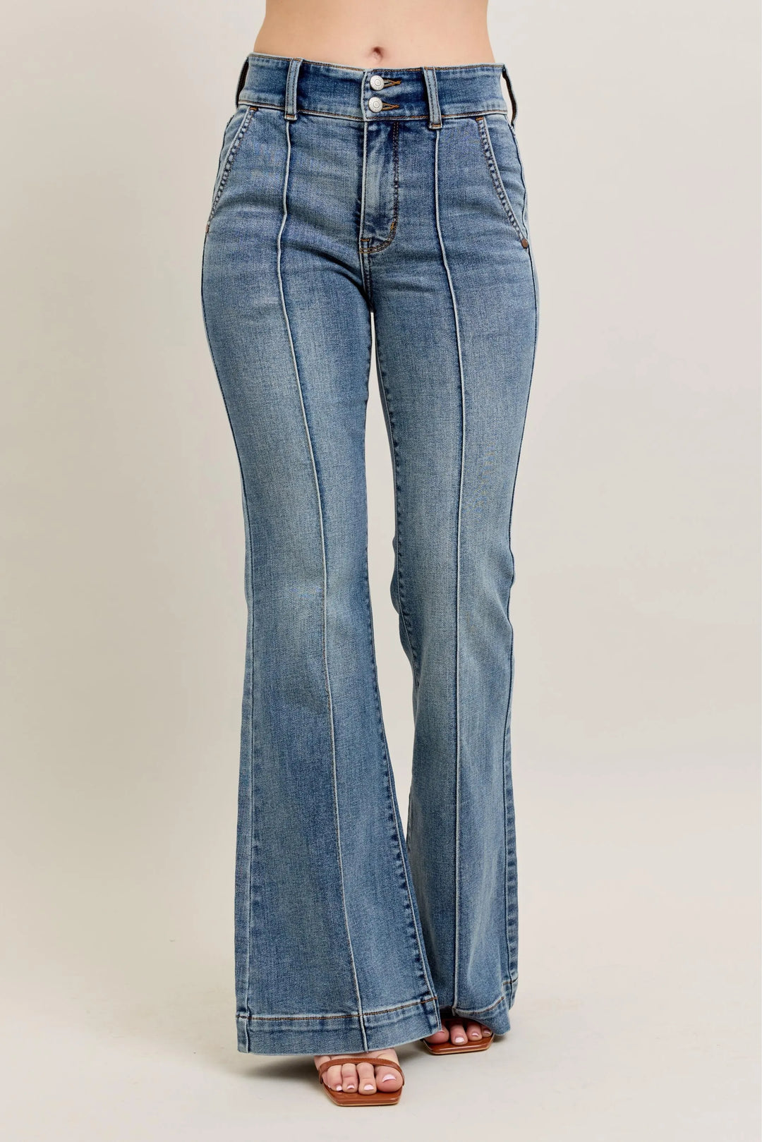 Md Judy Blue Full Size High Waist Flare Denim Jeans With Front Seam Detail Plus Size