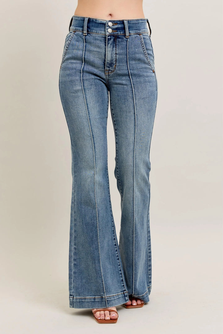 Md Judy Blue Full Size High Waist Flare Denim Jeans With Front Seam Detail Plus Size