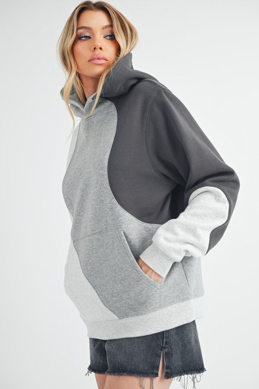 Aemi Co Color Block Hoodie With Kangaroo Pocket 1