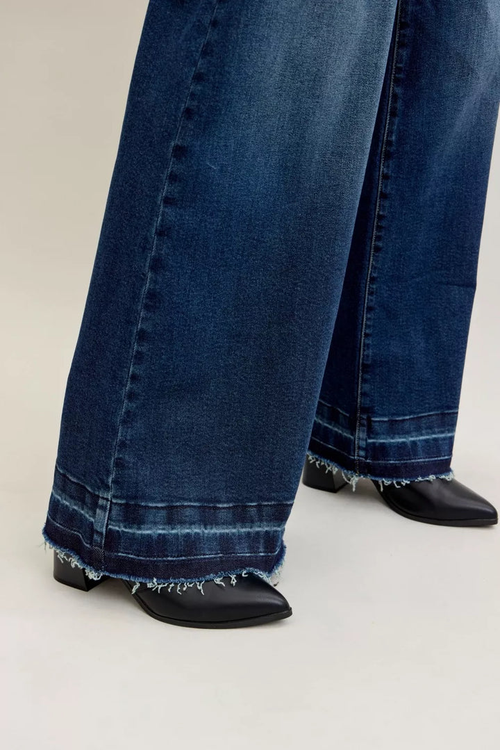 Dk Judy Blue High Waist Palazzo Jeans With Front Patch Pockets