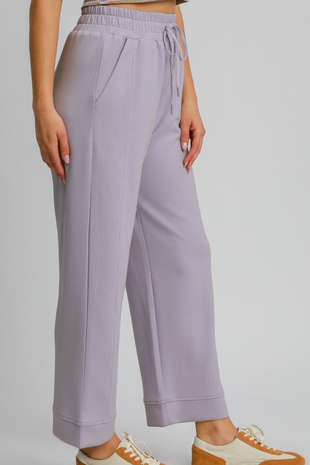 LAVENDER Umgee Drawstring Elastic Waist Wide Leg Pants