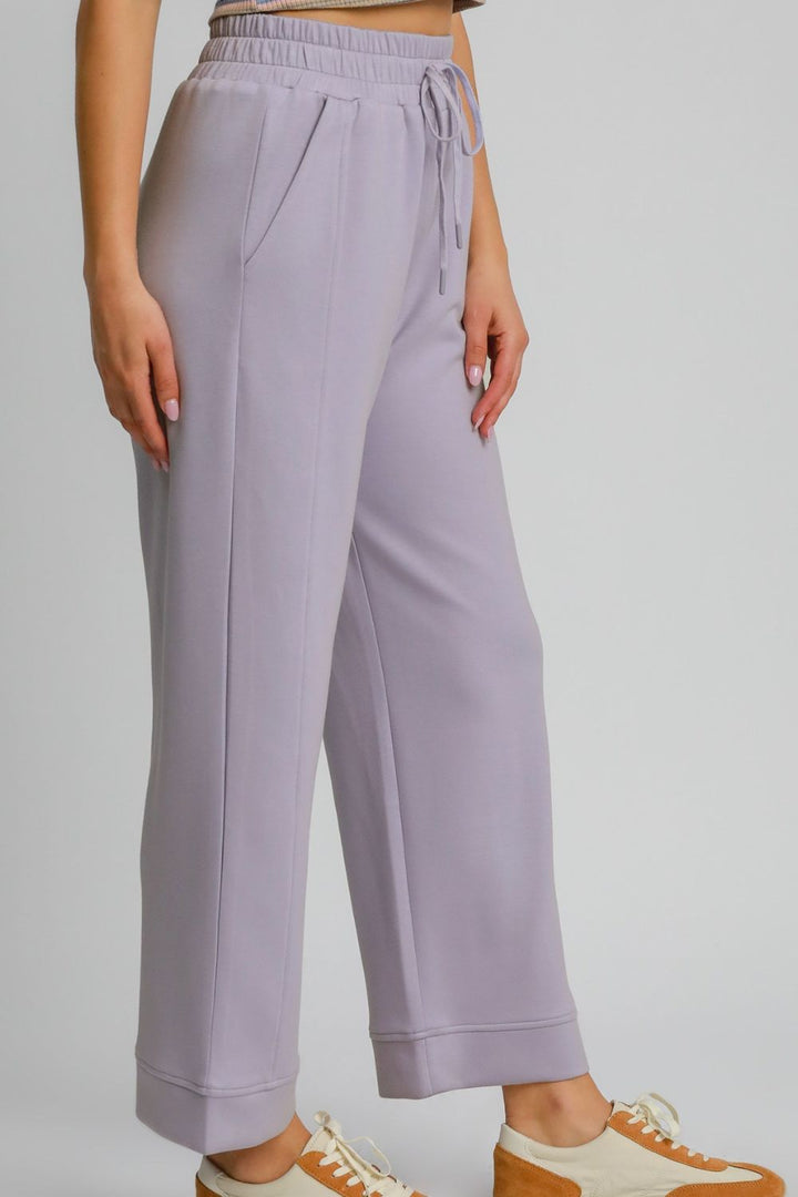 LAVENDER Umgee Drawstring Elastic Waist Wide Leg Pants