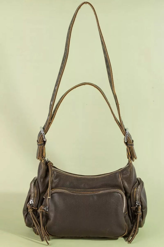 Br Fame Multi Pocket Leather Shoulder Bag