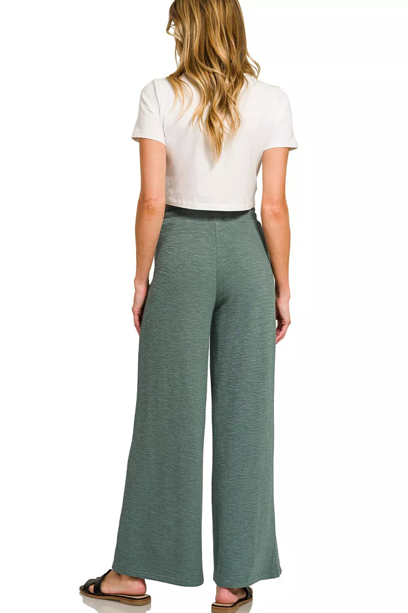 Zenana Cotton Slub Short Sleeve Tee And Pants Set 4