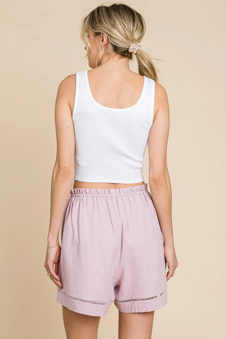 Mauve Cotton Bleu By Nu Lab High Waist Drawstring Shorts