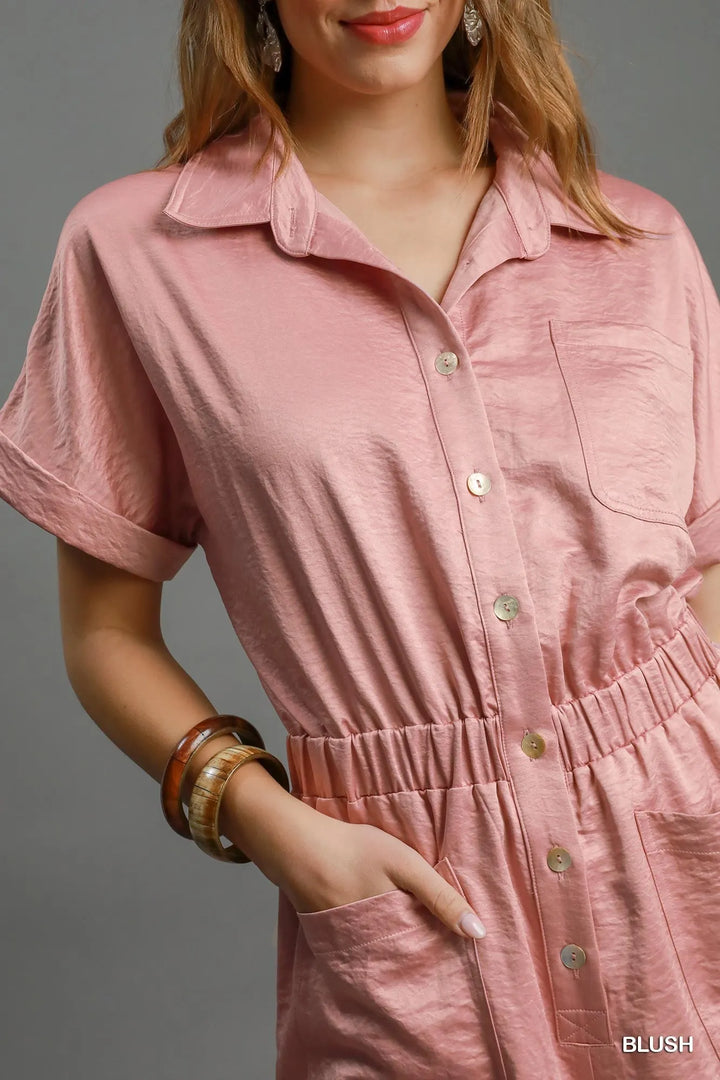 Umgee Button Down Charmeuse Romper 1