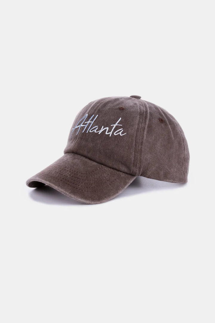 Zenana Washed Atlanta Embroidered Baseball Cap
