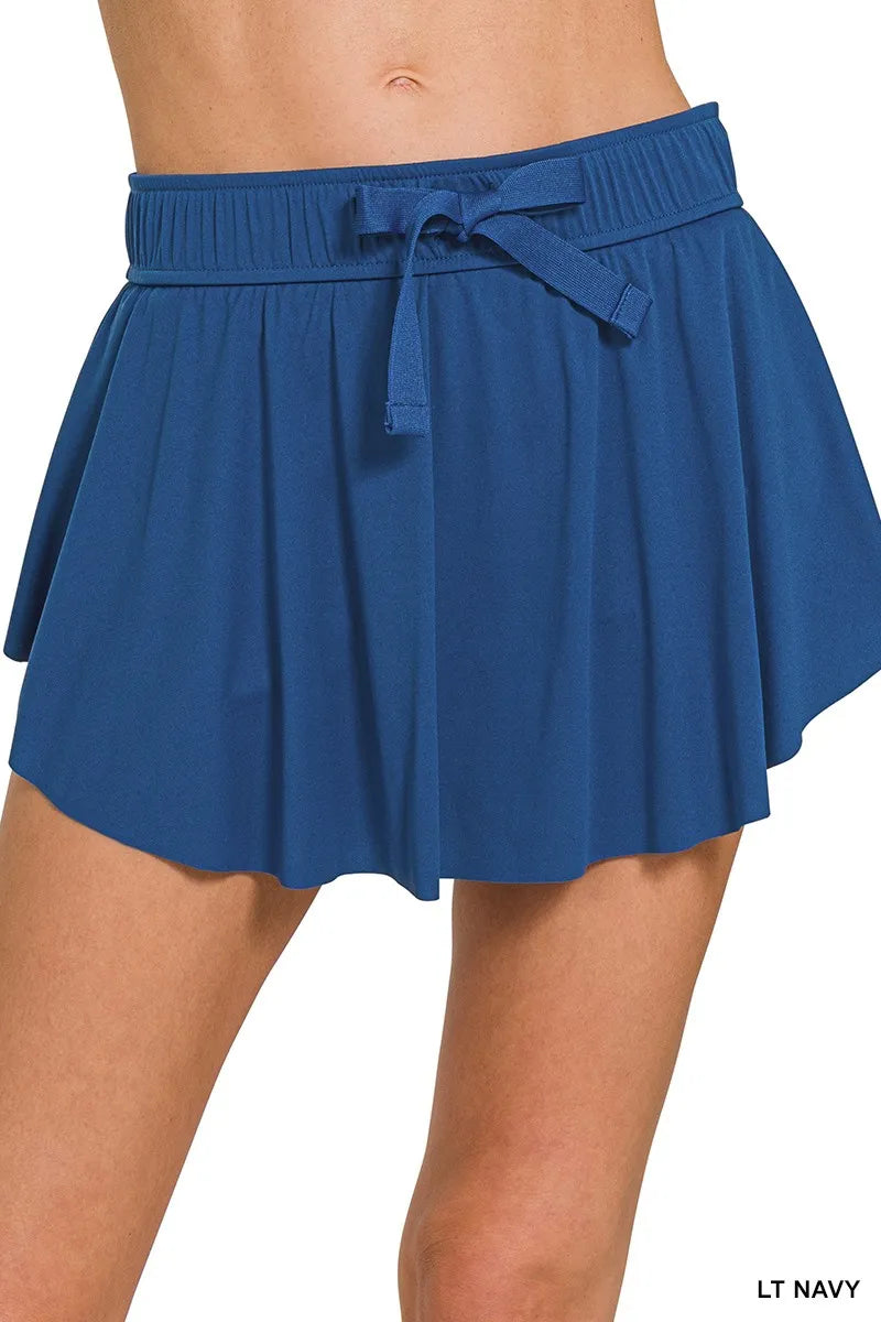 Lt Navy Zenana Ruffle Hem Tennis Skirt With Hidden Inner Pockets 3