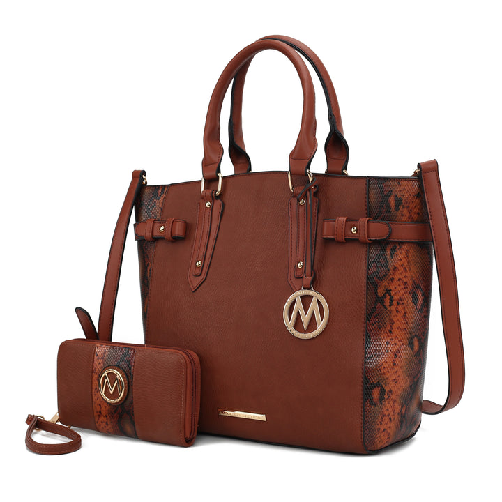 Denim Mkf Joelle Faux Snake Tote Bag Wallet By Mia K