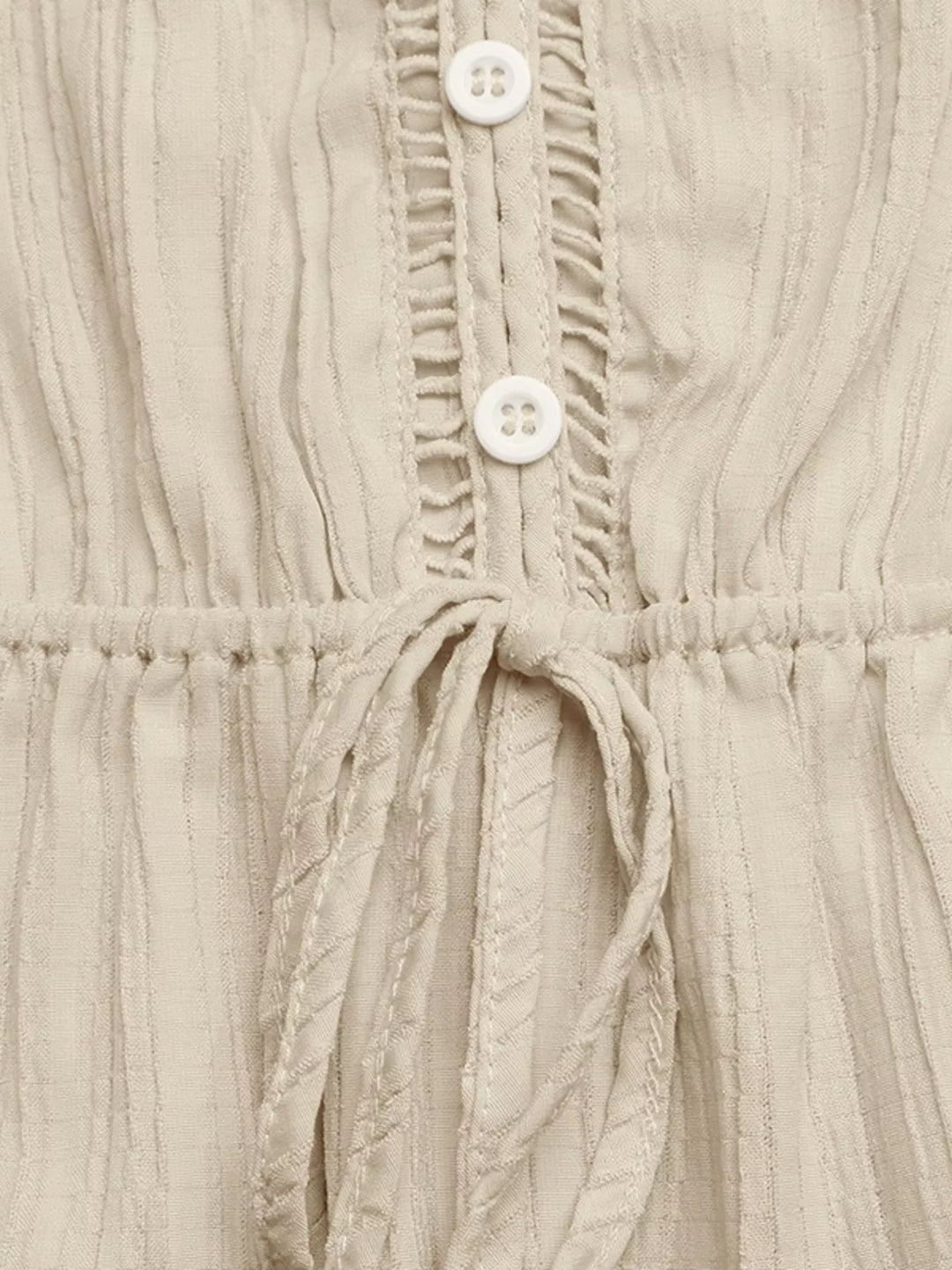 V Neck Drawstring Waist Wide Leg Jumpsuit