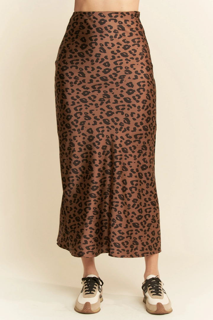 Davi Dani Leopard Animal Print Long Length Skirt