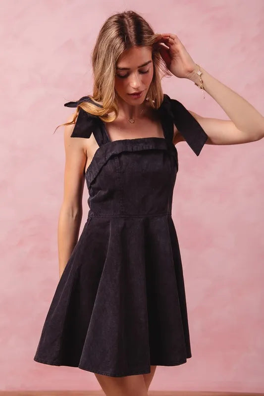Black So Me Fit And Flare Washed Gameday Dress 2