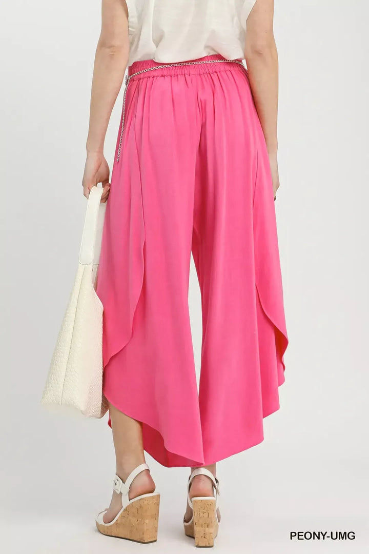 Peony-Umg Umgee Flowy Asymmetrical Hem Wide Leg Pants