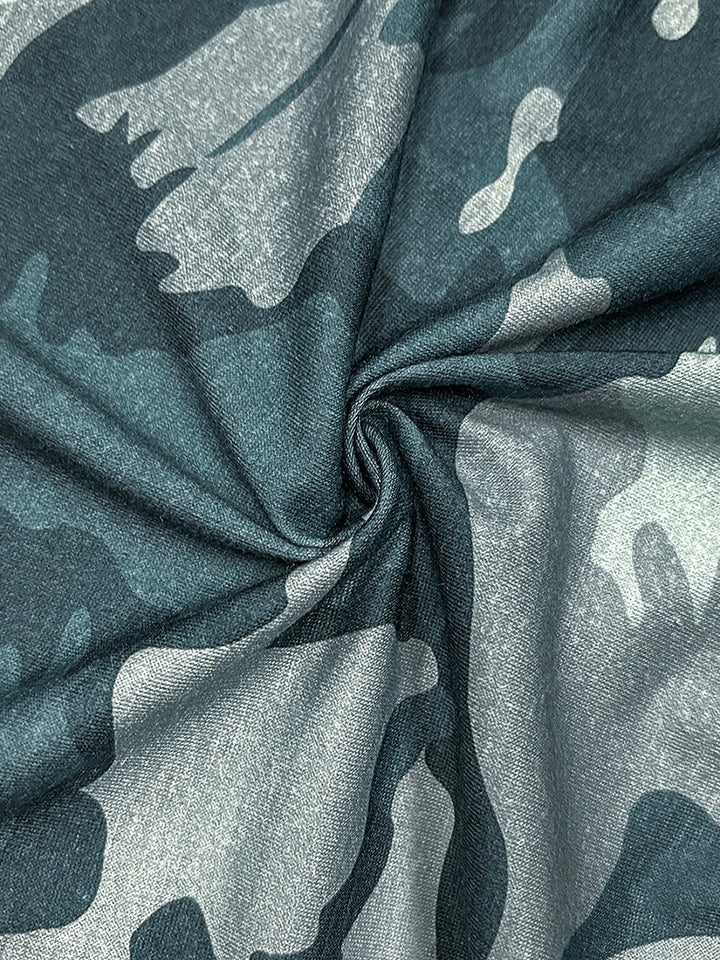 Blue Camouflage Drawstring Waist Short Sleeve Jumpsuit