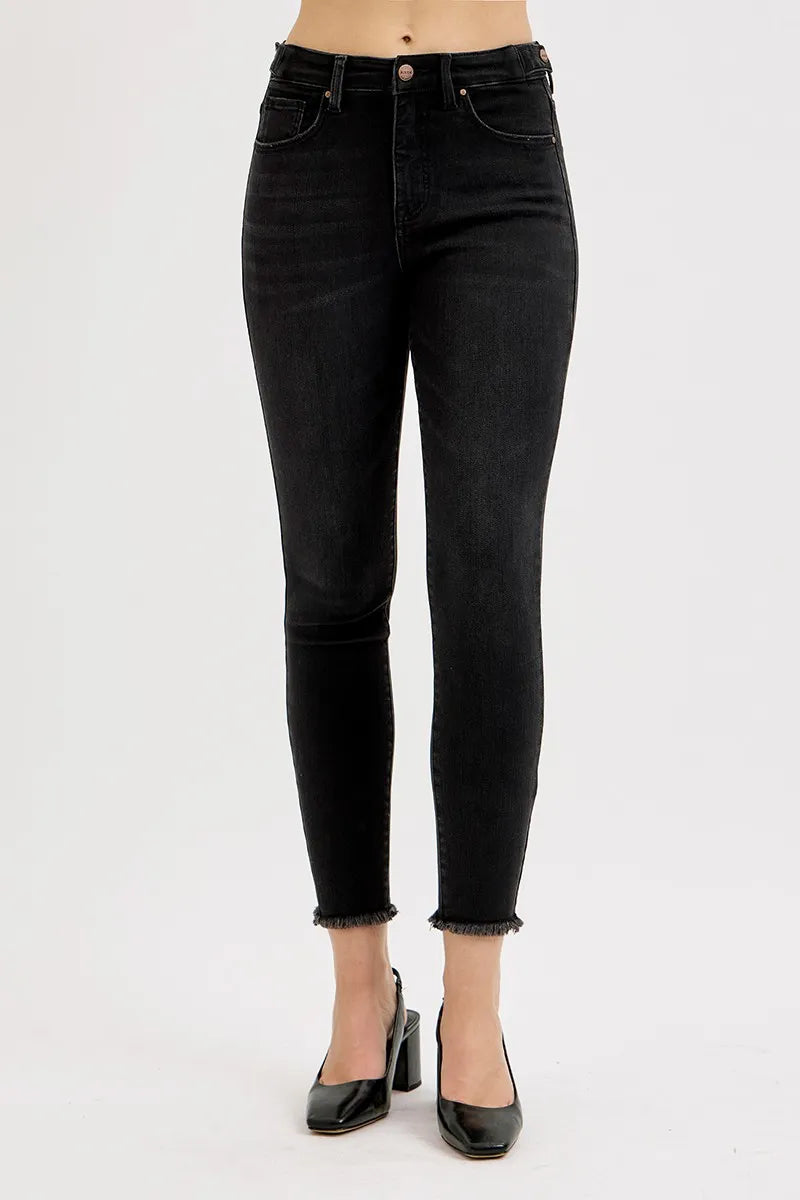 Black Risen Full Size Tummy Control High Rise Adjustable Waist Skinny Jeans Plus Size