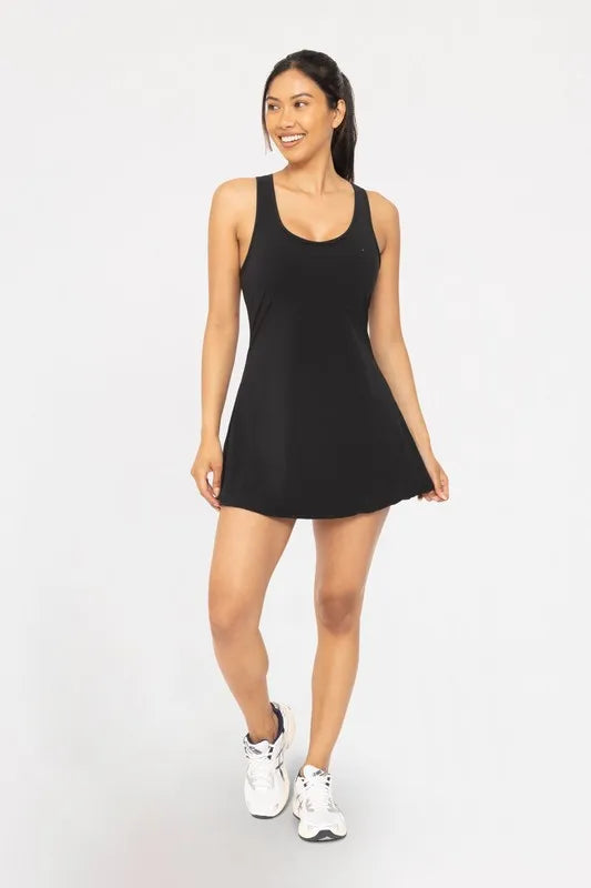 Black Mono B Adjustable Active A Line Dress