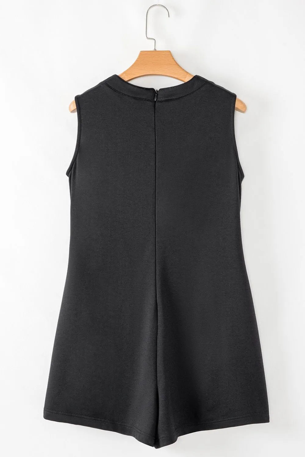 Tie V Neck Pintuck Sleeveless Loose Romper