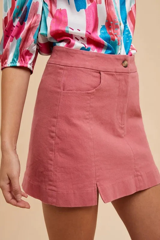 Rose Annie Wear Comfort Stretch Cotton Slit Detailed Mini Skirt 2