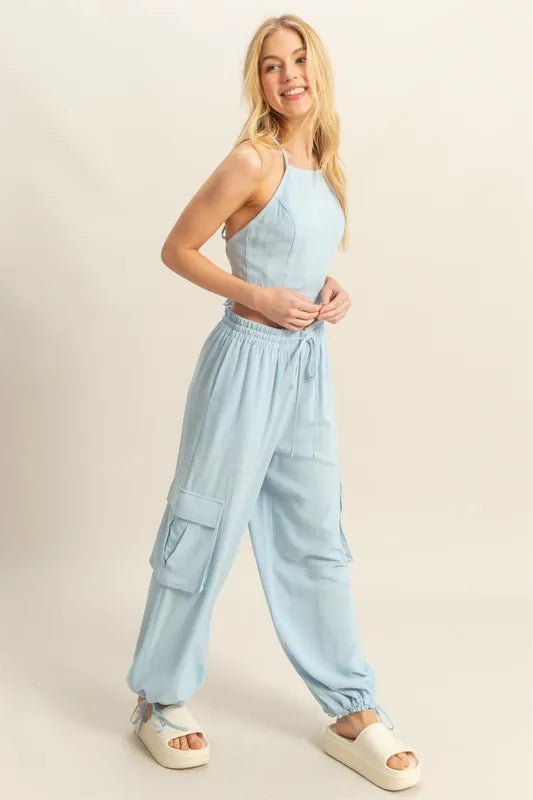 L.Blue Hyfve Crop Top And Cargo Pants Set 2