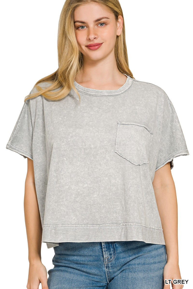Zenana Halo Snow Washed Boxy Top Shorts Set 4