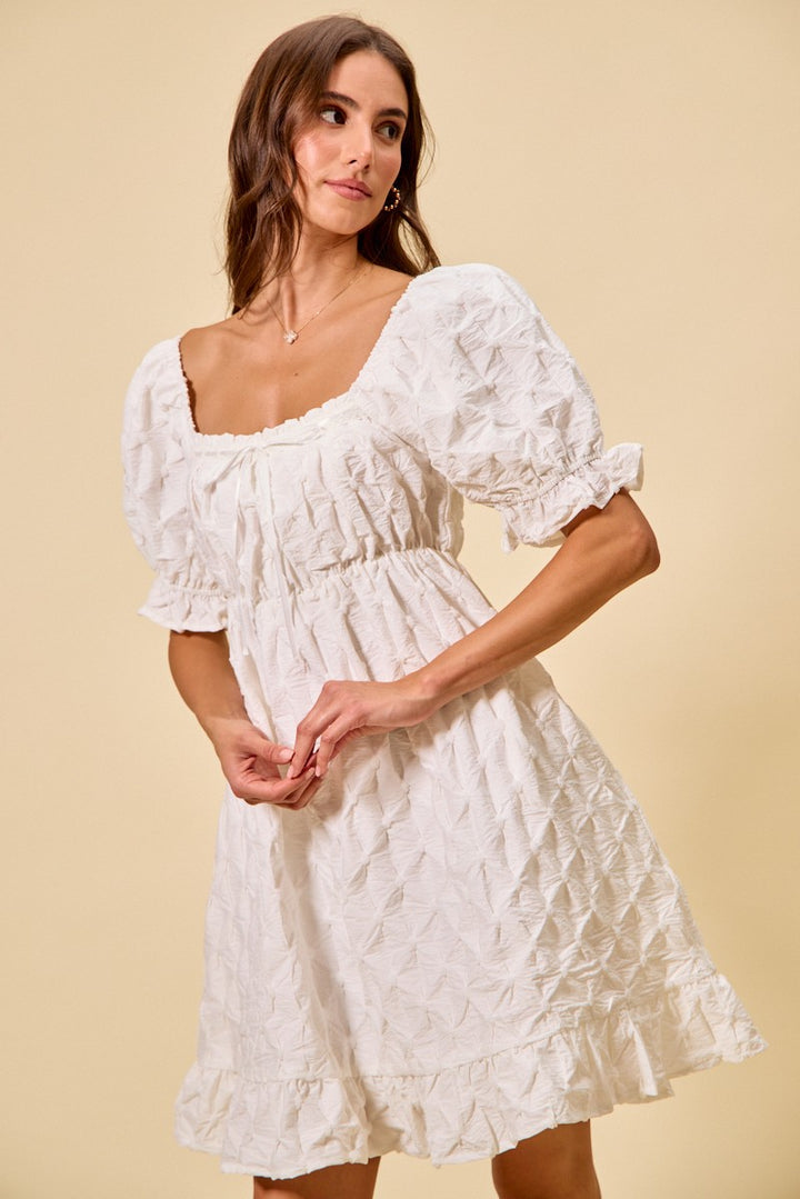 Off White So Me Texture Woven Ruching On Bust Mini Dress