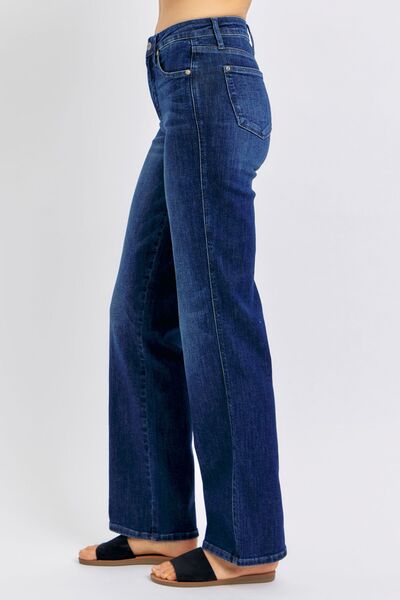 Dark Judy Blue Full Size Tummy Control Straight Jeans Plus Size