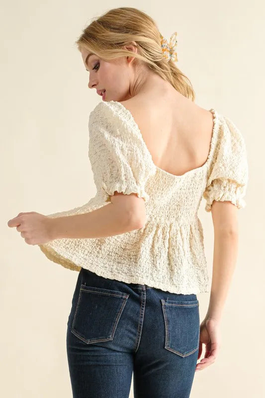 Cream And The Why Lovely Textured And Smocked Top 2
