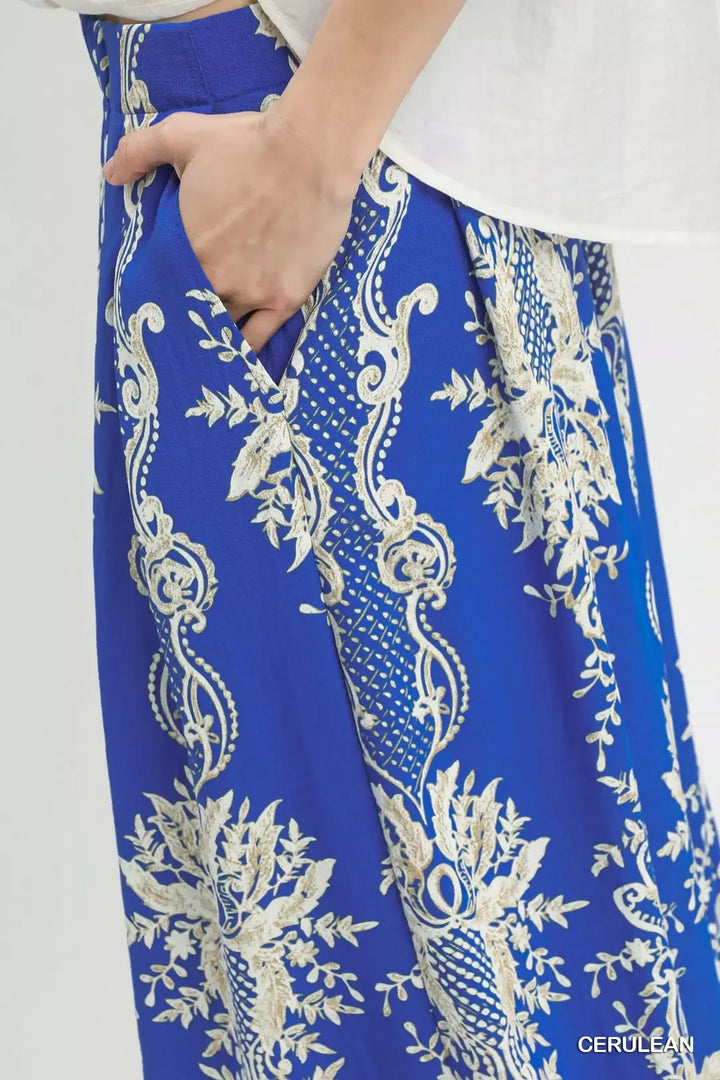 Umgee Border Print Wide Leg Pants 2