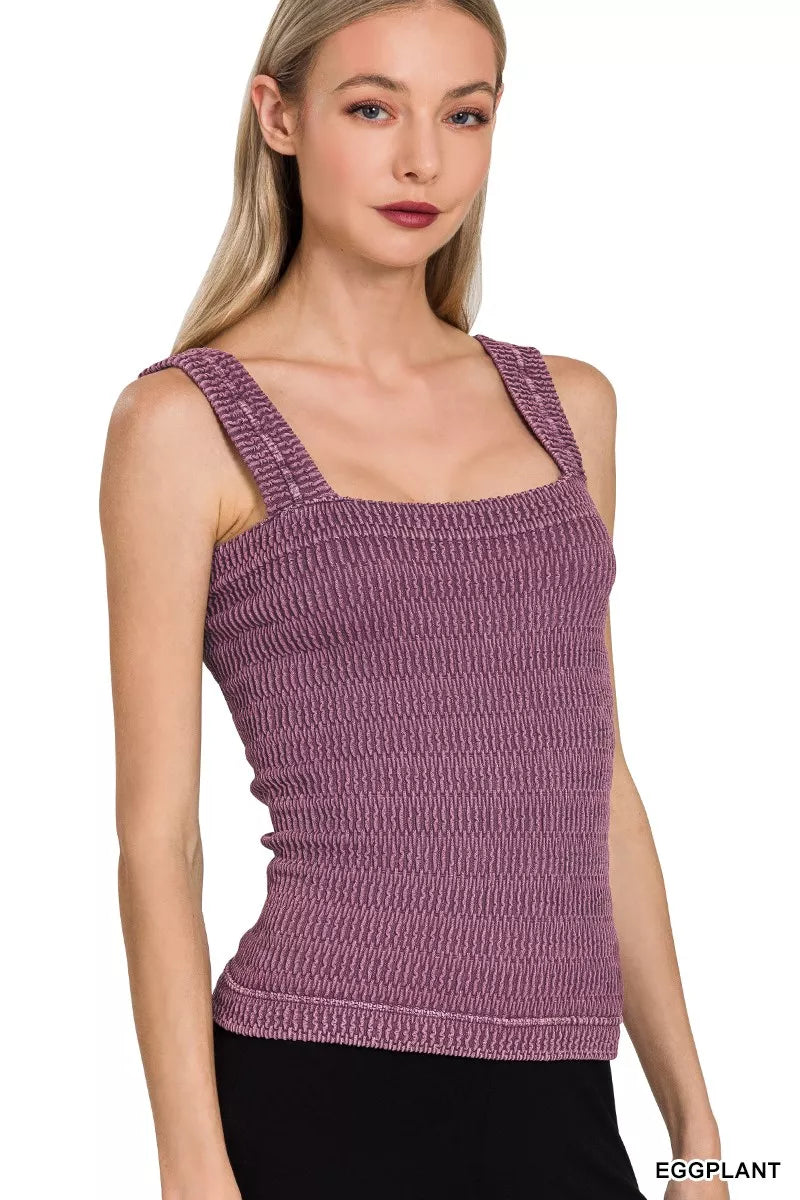 Eggplant Zenana Seamless Winkle Stone Washed Tank Top 2