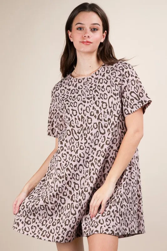 Blush Very J Leopard Printed Comfy Mini Dress
