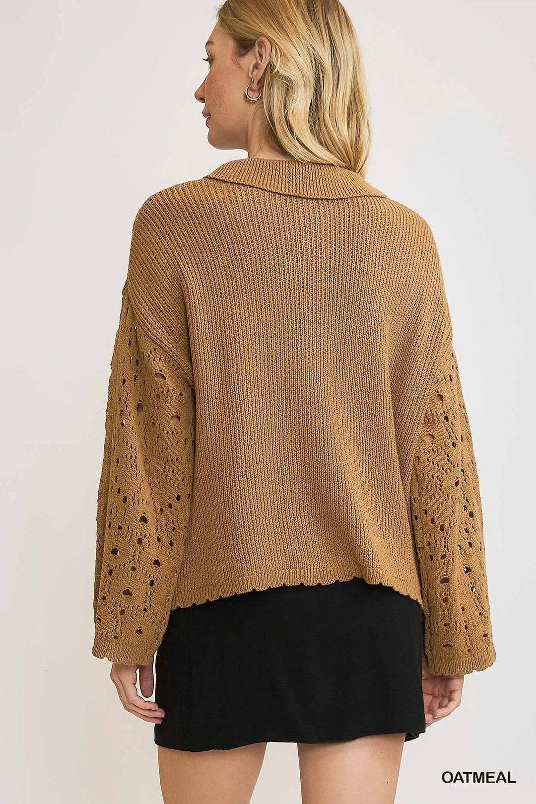 Umgee Crochet Button Down Knit Cardigan 1